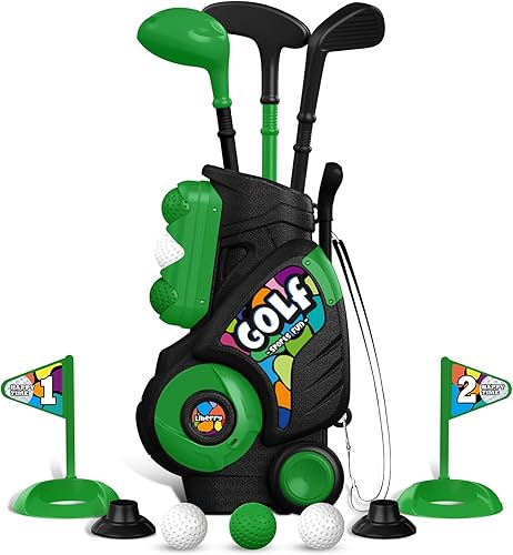 Liberry Juego de golf para niños de 2, 3, 4 años, carrito de golf mejorado para niños con diseño de correa para el hombro, juguetes deportivos para