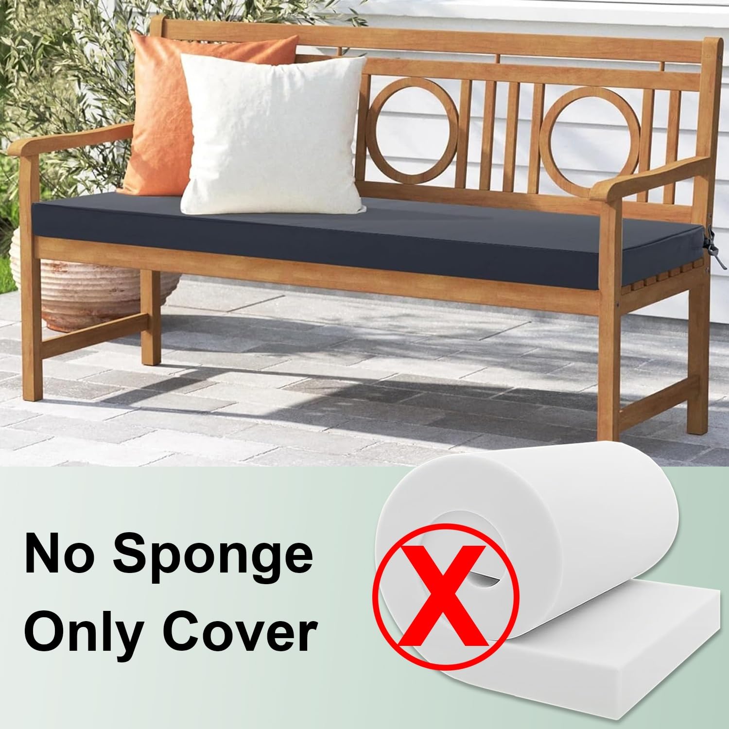 Funda Impermeable y Antideslizante para Cojín de Banco y Asiento – Funda de Repuesto con Cremallera y Correas para Muebles de Exterior en Jardín, Terraza y Sofá(Rojo,120x50cm/47x20in)