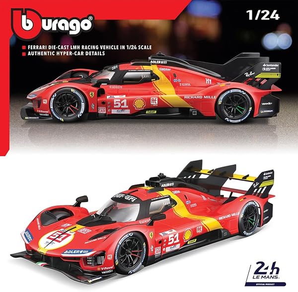 Bburago - Model Kit Ferrari 499P LMH - Kit di Montaggio Auto in Scala 1:24, Replica Dettagliata della Vincitrice 24H Le Mans 2023, Licenza Ufficiale Ferrari, Età Consigliata 14+ Anni - 4