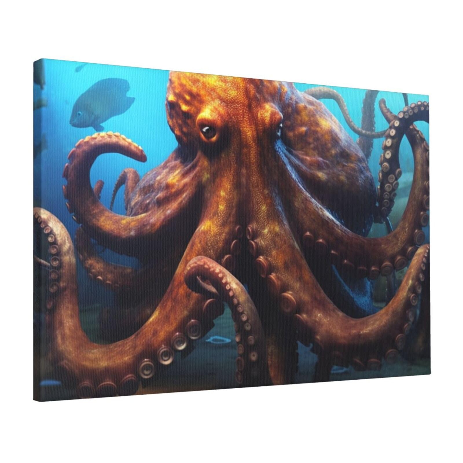 FodPand Canvas Wall Art for Living Room Wall Decor 16"x24" Modern Artwork Painting Pictures Hanging Canvas Prints Huge Octopus Aesthetic Wall Art for Bedroom Bathroom Office Wallart Decor