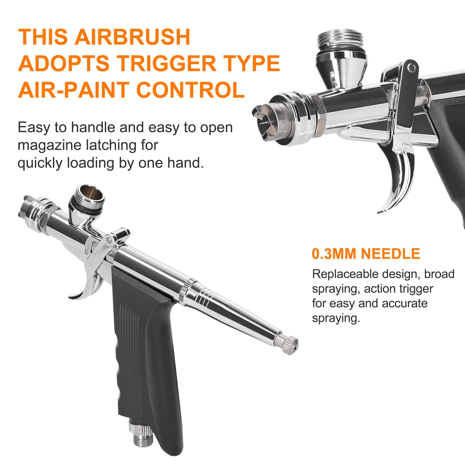 Kit compressore aerografo 0,3 mm 9CC Pistola a spruzzo for modellismo Pittura artistica fai-da-te Controllo Preciso