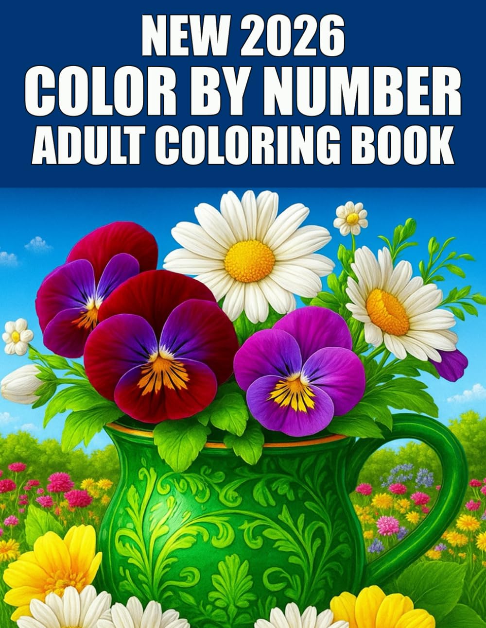 New 2026 Color By Number Adult Coloring Book: 50+ Easy Large Print Color By Number Coloring Pages for Adults & Seniors With Flower, Butterfly, Birds, Animals, Landscape and More.