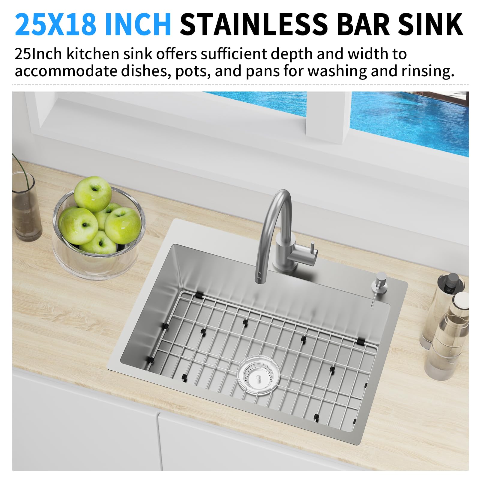 Amazon.co.jp: キッチンシンク、25 x 18インチ キッチンシンク