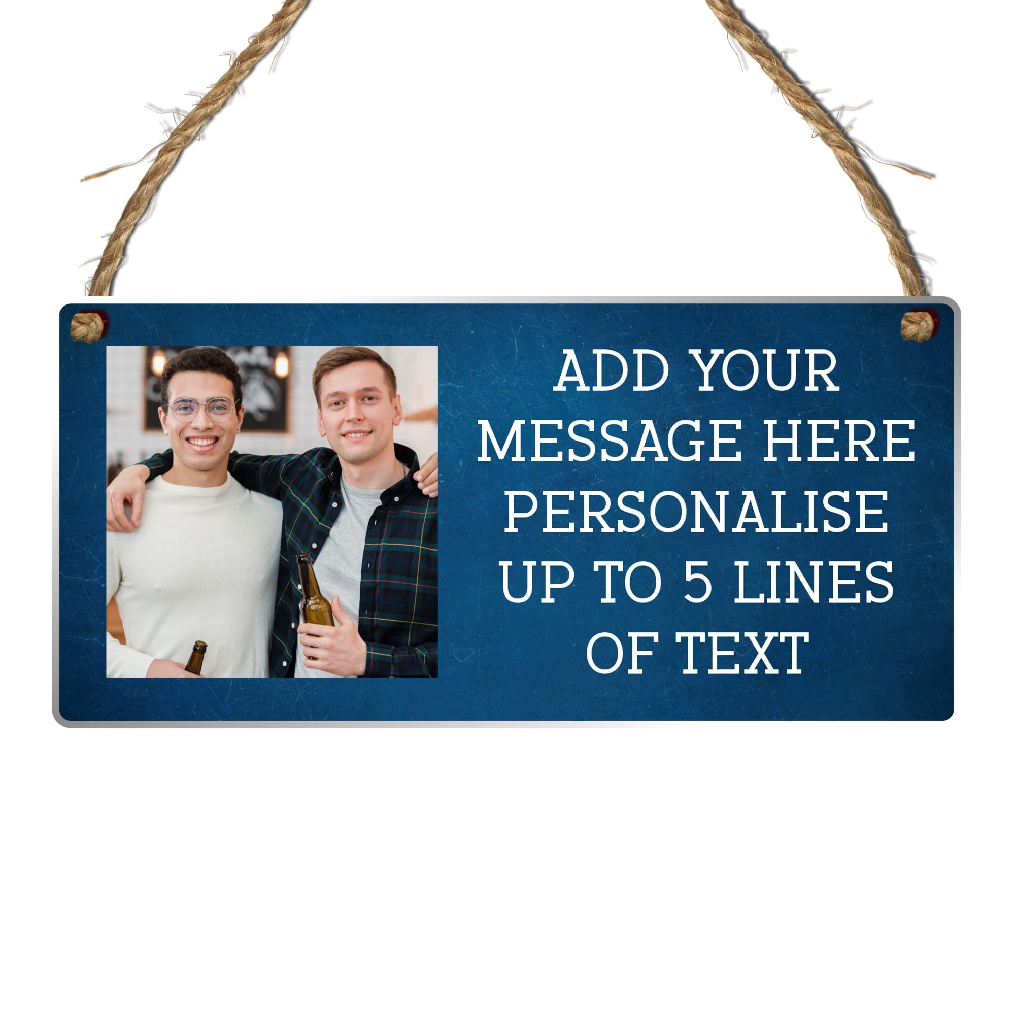 Personalised Photo & Message Customisable Plaque – Add Up to 5 Lines of Text Perfect for Birthdays, Anniversaries, Memorials (Blue, Acrylic Indoor & Outdoor Use)