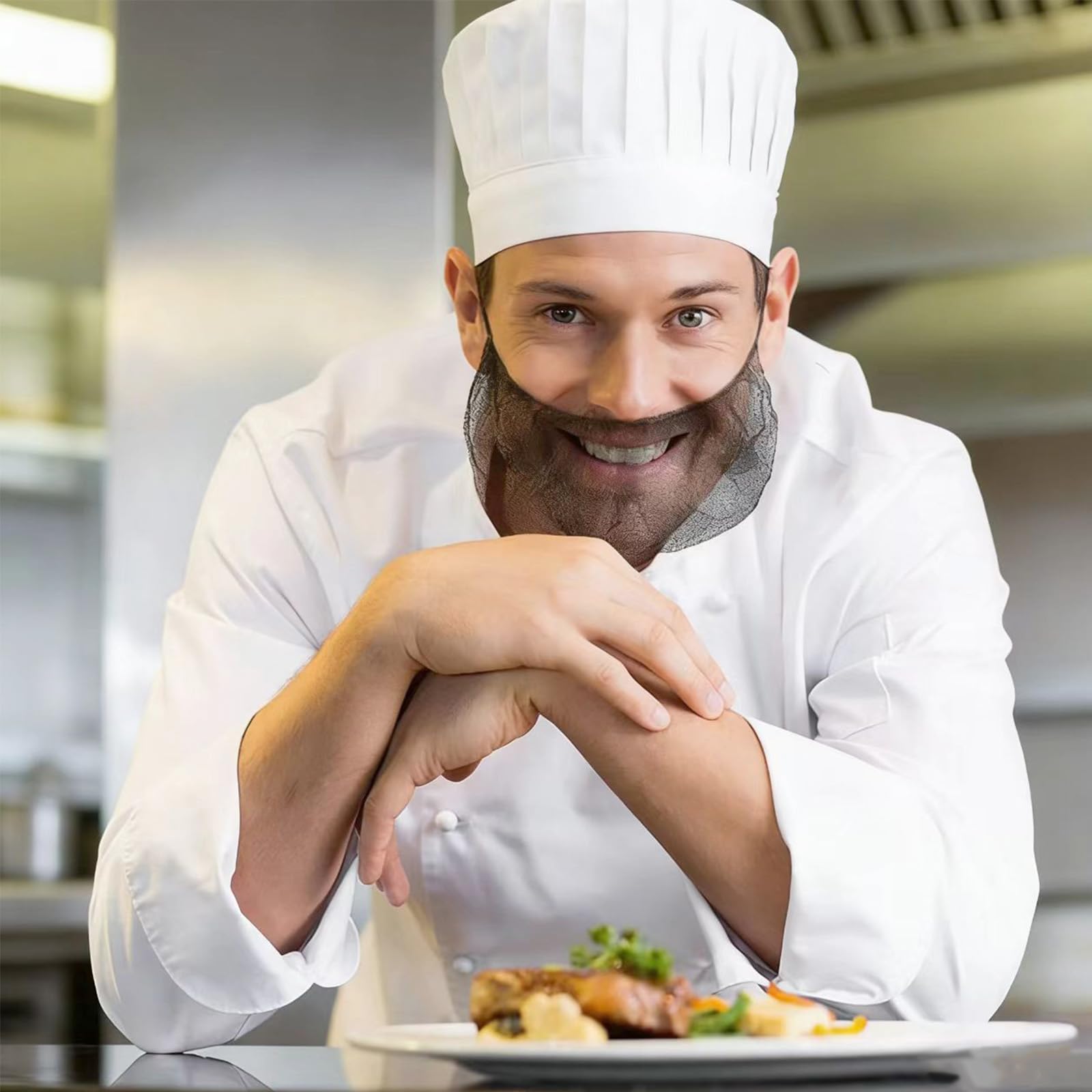 500 Pcs Black Beard Nets - Disposable Beard Nets for Food Service, Breathable Nylon, 18" Protective Beard Covers for Restaurant Staff for Men - 2