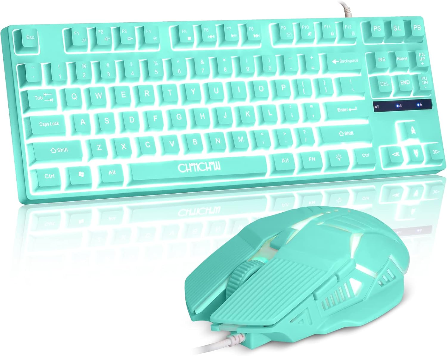 CHONCHOW LED Keyboard and Mouse Combo,Wired 87 Key
