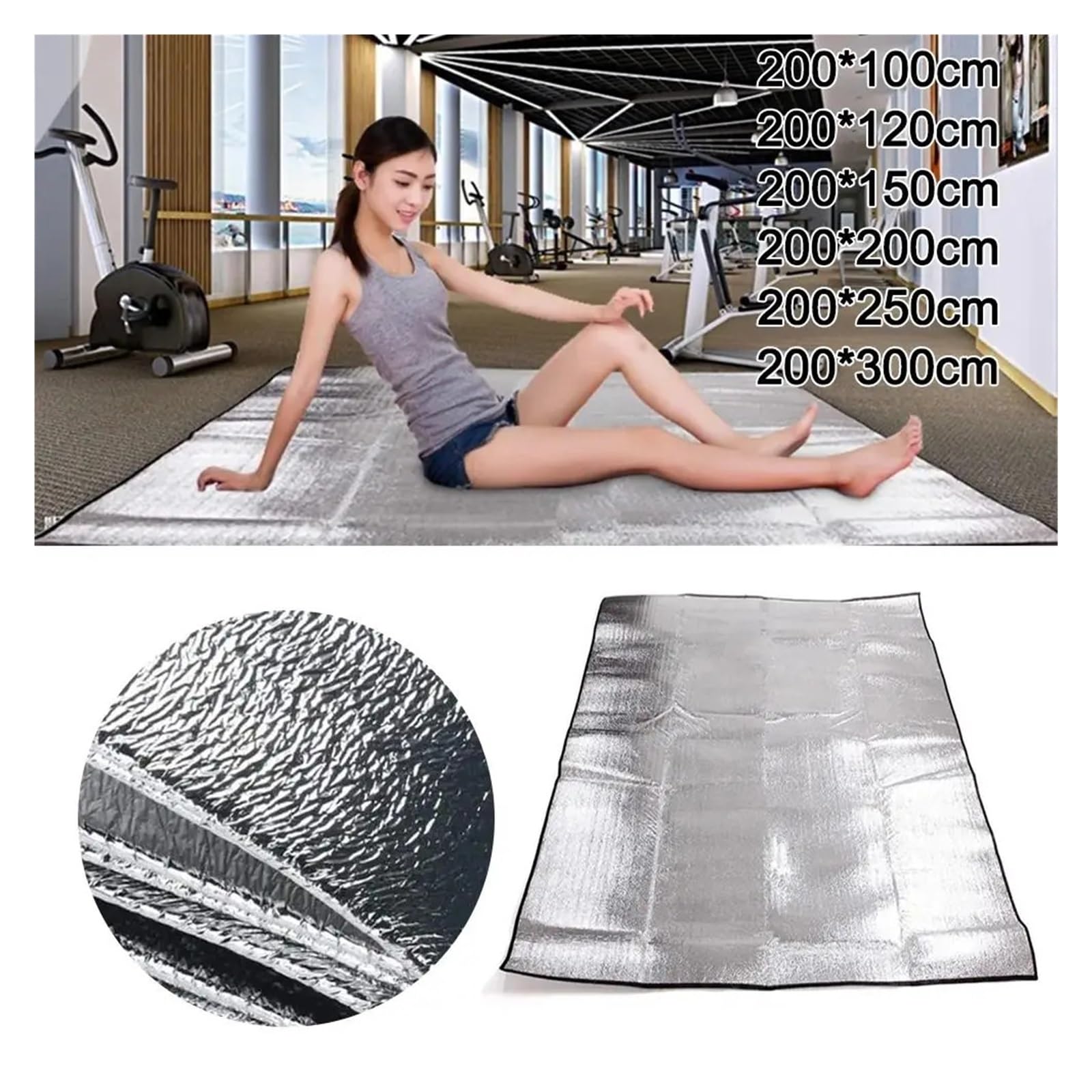 Tappetino da campeggio isolante, coperta leggera in schiuma termica per esterni, ideale per picnic e avventure in spiaggia, design in alluminio