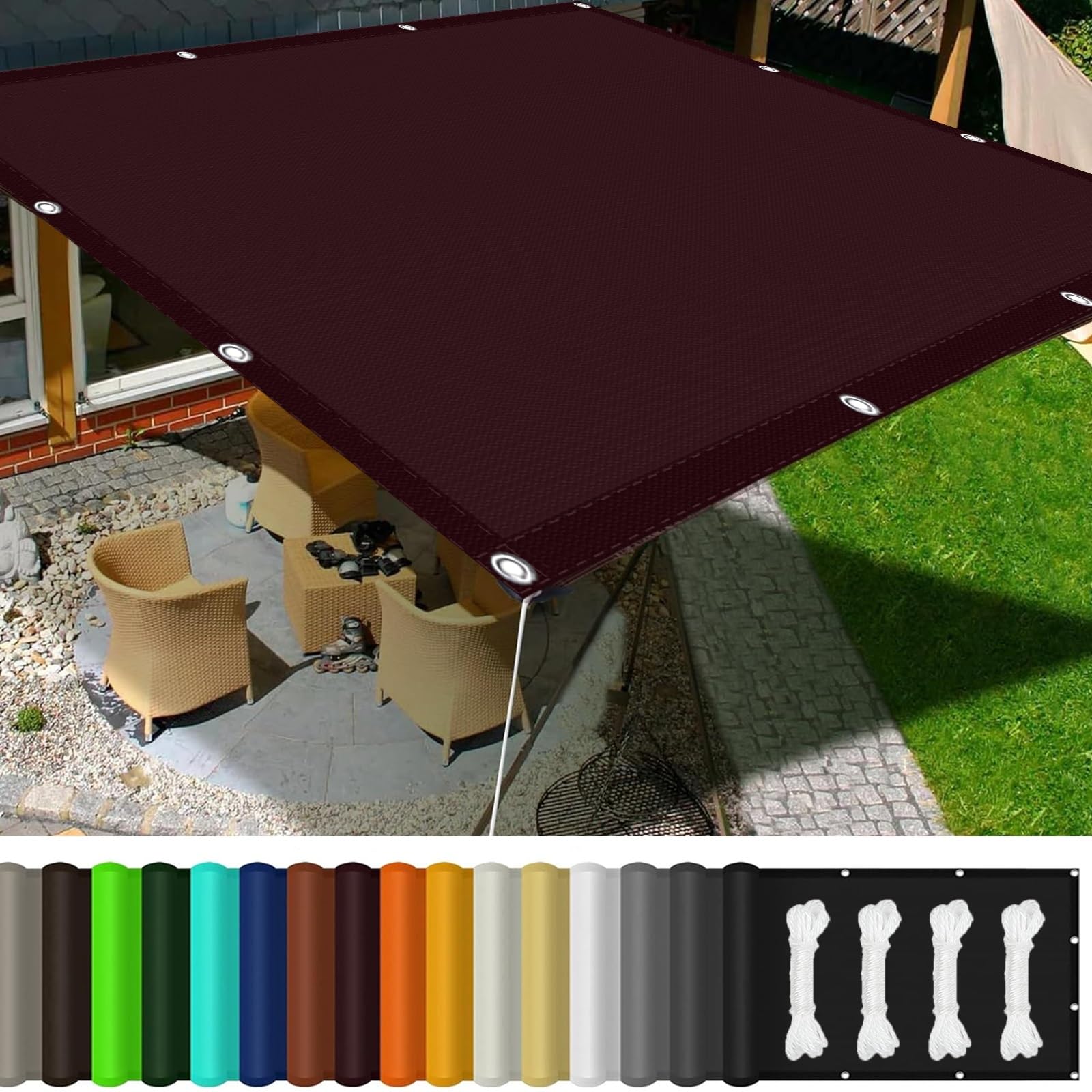Voile d'ombrage imperméable 6.5x9m pour protéger votre grande terrasse