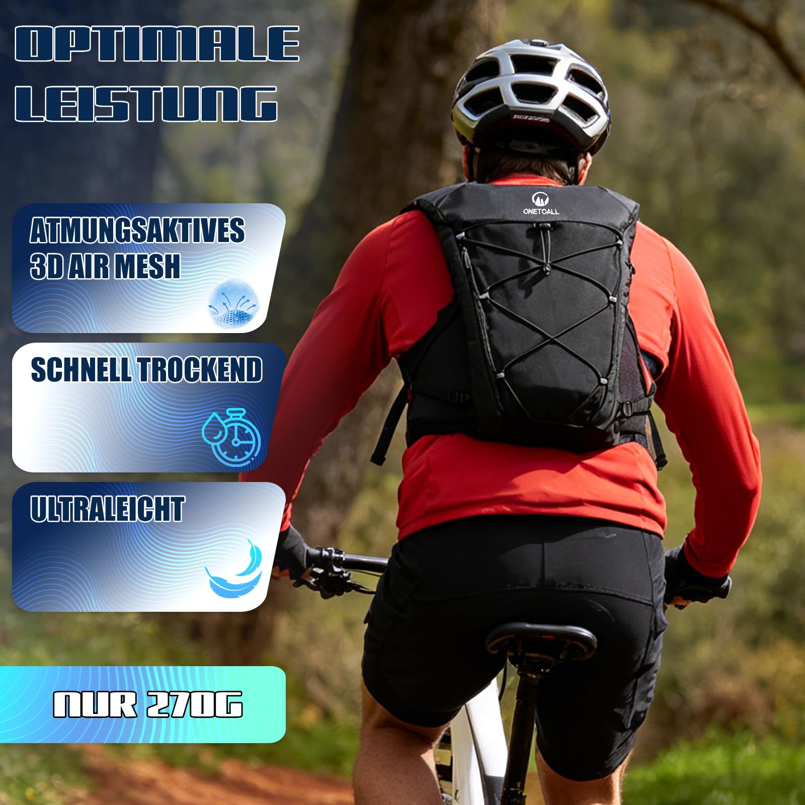 Laufweste Damen und Herren mit Zwei Trinkflaschen Verstellbarer Trinkrucksack mit Lauflicht für Nachtläufe Atmungsaktive Running Vest für Laufen Wandern Joggen Trailrunning