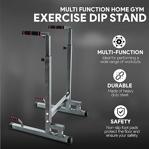 Miniatura 3 de BalanceFrom Marco de acero multifuncional para gimnasio en casa, estación de soporte de fitness con altura ajustable, capacidad de 500 libras,