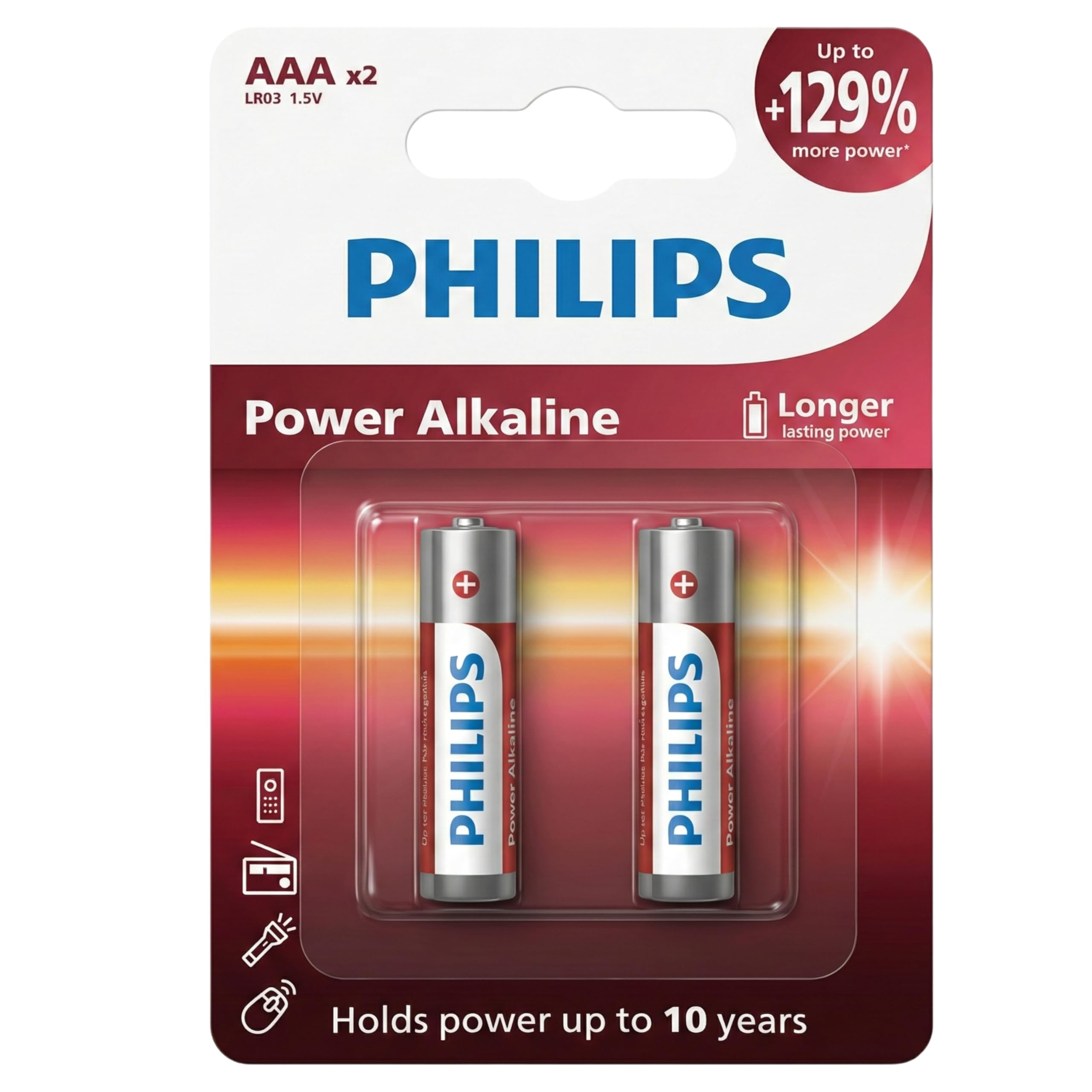 Philips LR03P2B/94 AAA Power Alkaline Battery (Pack of 2) | 1.5V Long Lasting Power | Leak Resistant | 10-Year Shelf Life | Ideal for Remote, Clock, Toy, Mouse & Other Household Devices-image-39