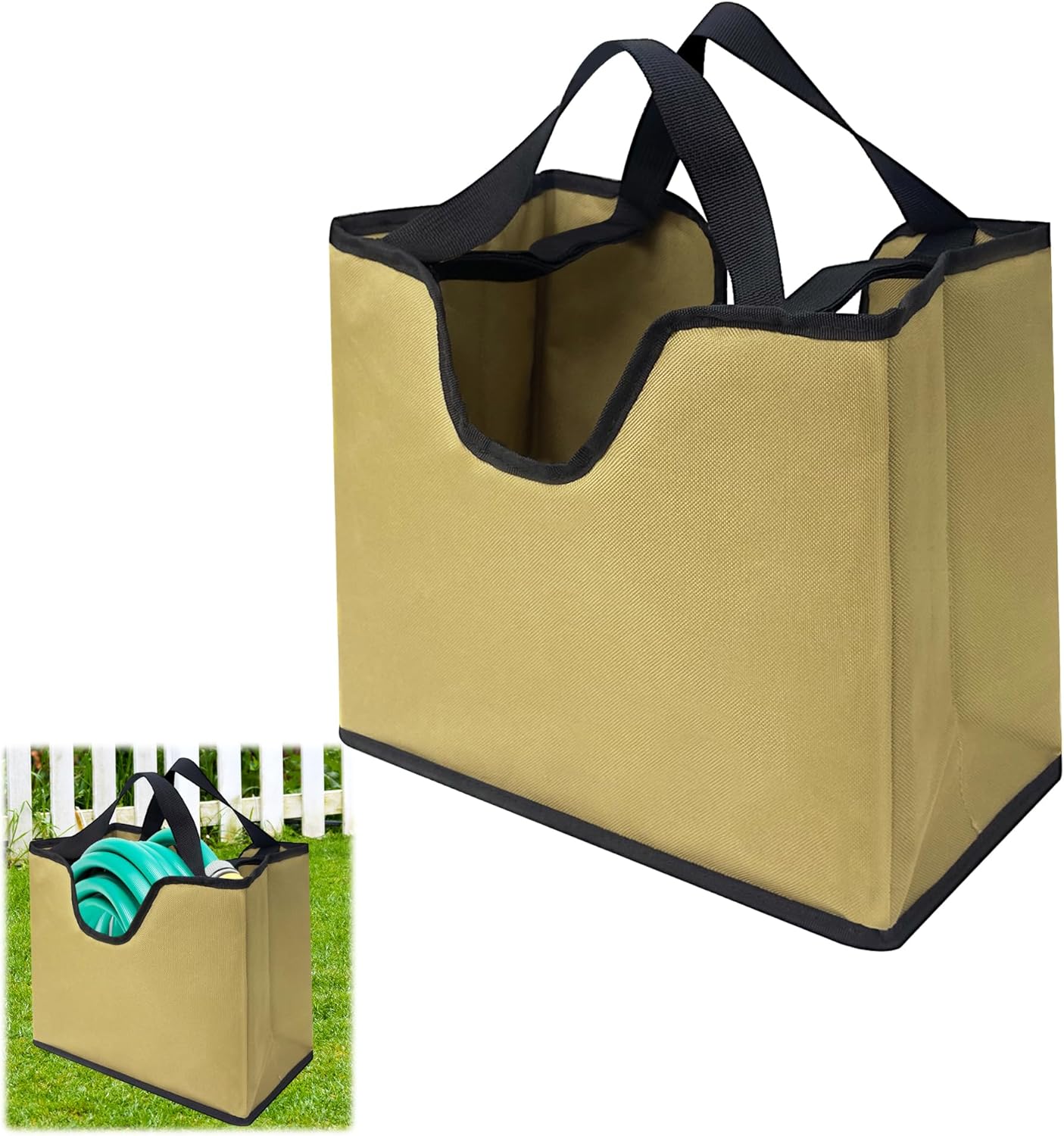 Expandable Garden Hose Holder Portable Garden Hose Hanger for 50-100ft Water Pipe, Lightweight Hose Storage Bag with Drain Hole & Handle for Protect and Organize