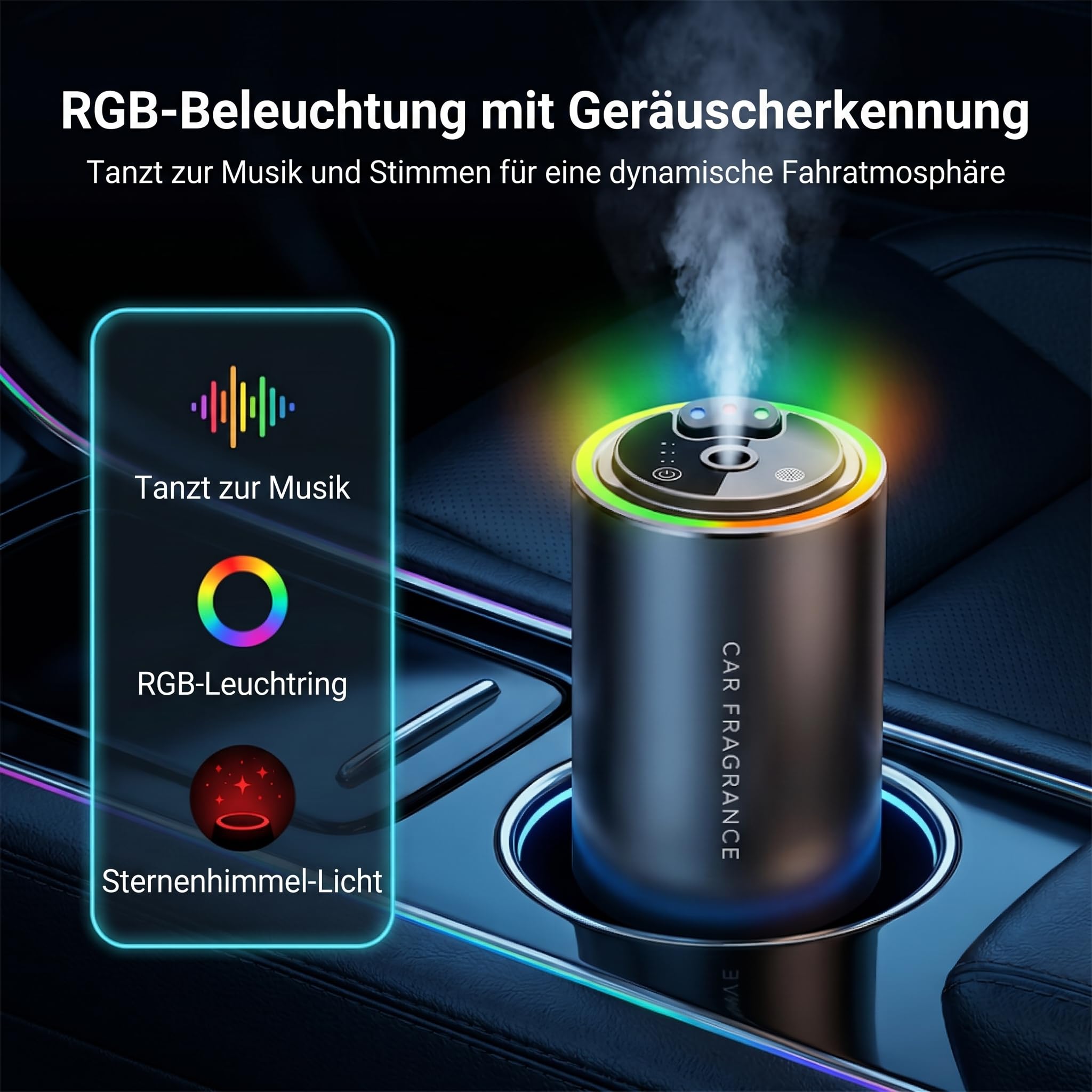 Intelligenter Auto Lufterfrischer Duft Diffuser mit 50ml Parfüm (Ozean)