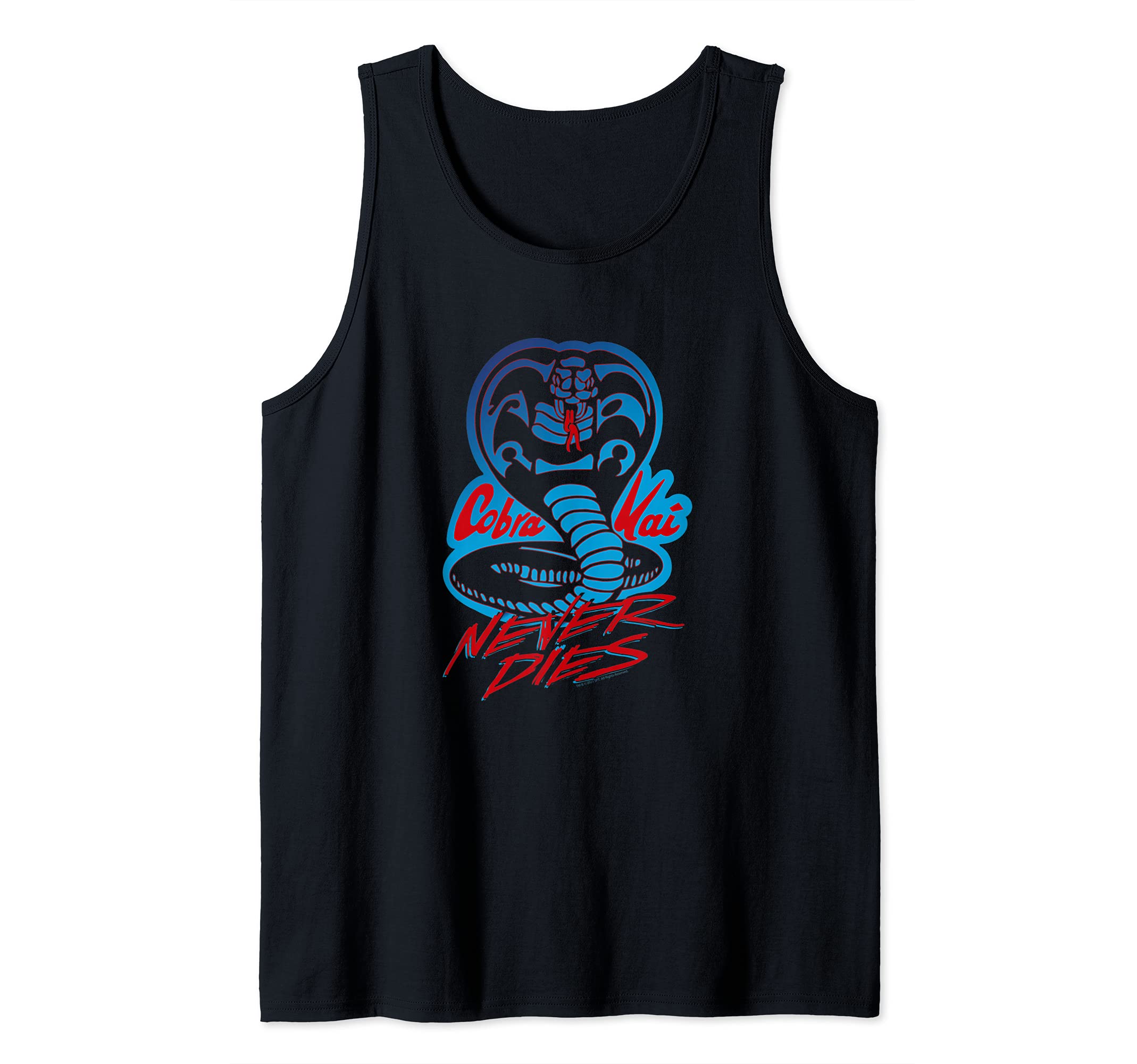 Cobra KaiNever Dies Blue and Red Cobra Logo TV Show Tank TopOEKO-TEX STANDARD 100