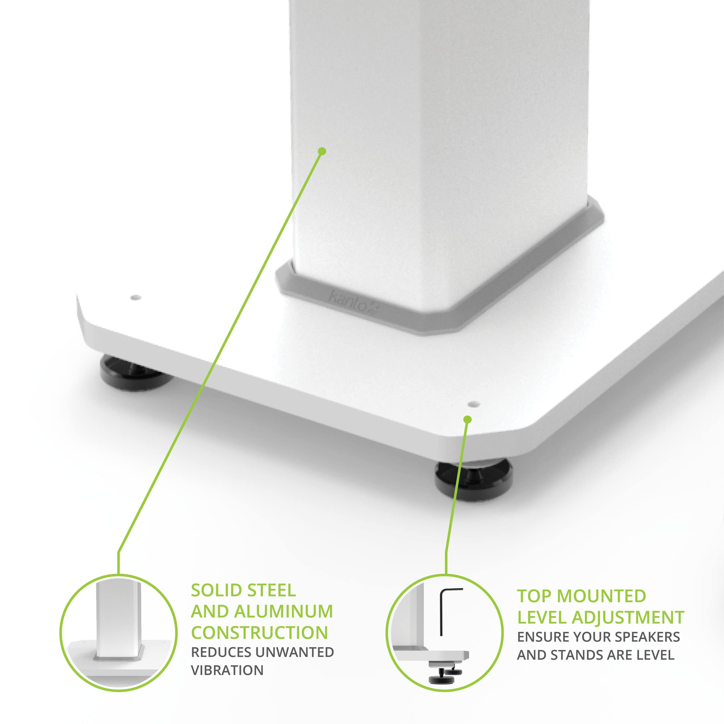 Kanto SX22W 22" Tall Fillable Speaker Stands with Isolation Feet for