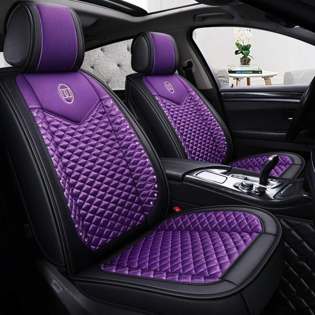 Amazon カーシートカバー フロントとリア5ユニバーサル4シーズンパッドシート エアバッグと互換性のある防水リネ 色 緑 シートカバー 車 バイク