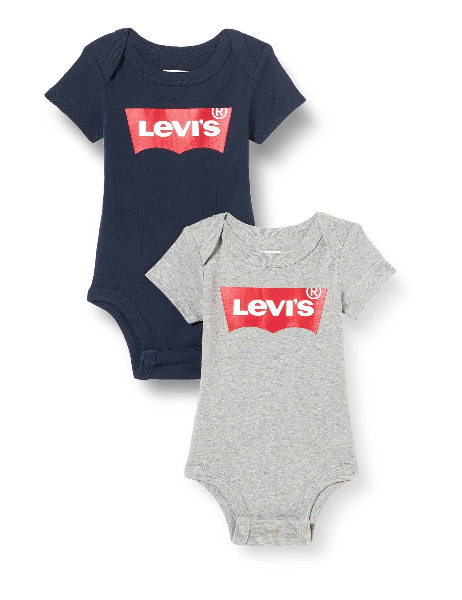 Levi's Kids Batwing 2 Piece Bodysuit Unisex Baby Grey Heather, 0-6 Months