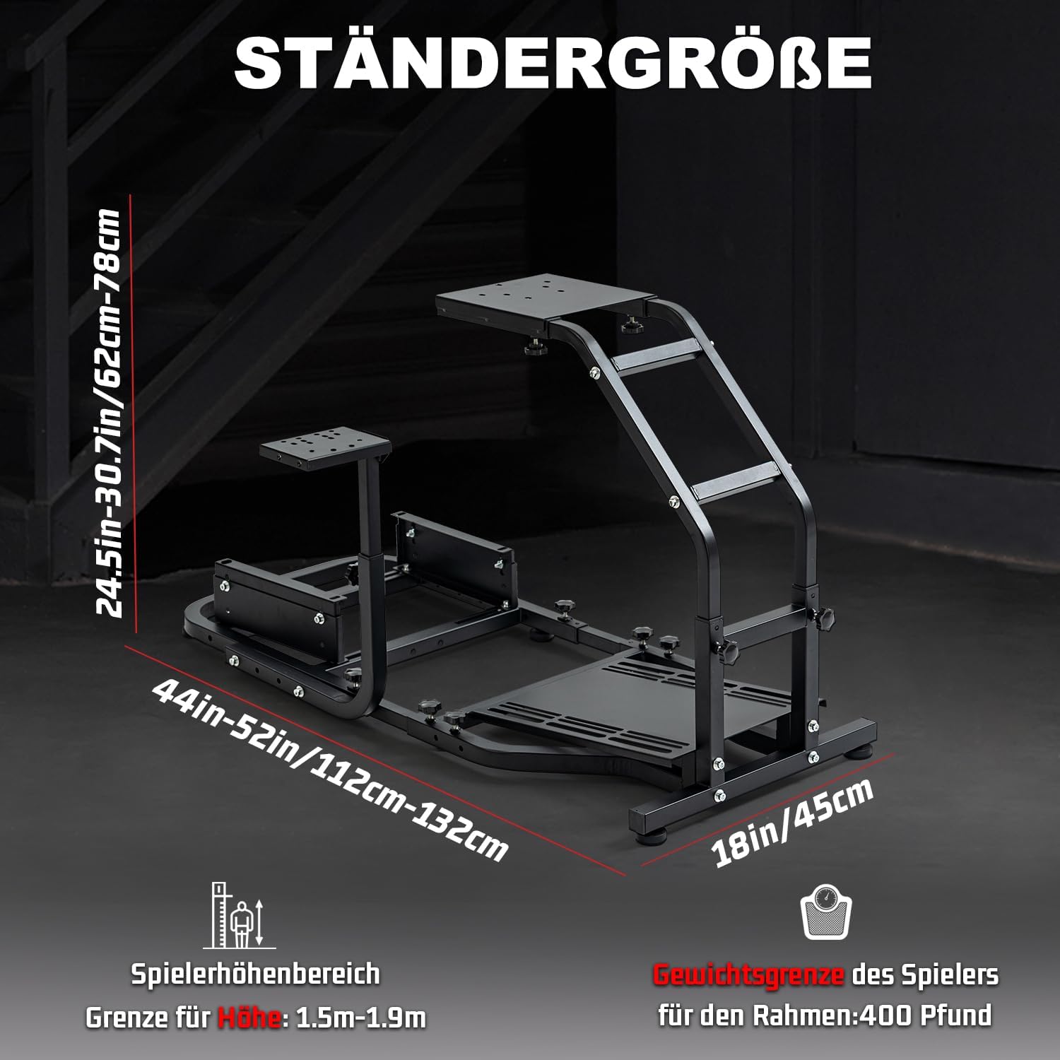 Dardoo Racing Simulator Cockpit Einstellbar Passend für Logitech G27 G29 G920 G923, für Thrustmaster T300, für Fanatec Driving Steering Wheel Stand Gaming Frame, Nicht enthalten Rad, Pedal und Sitz