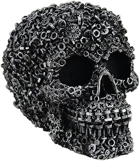 Zeckos Scrap Head Steampunk Junk Pile Nuts & Bolts Covered Skull Statue 6 inch