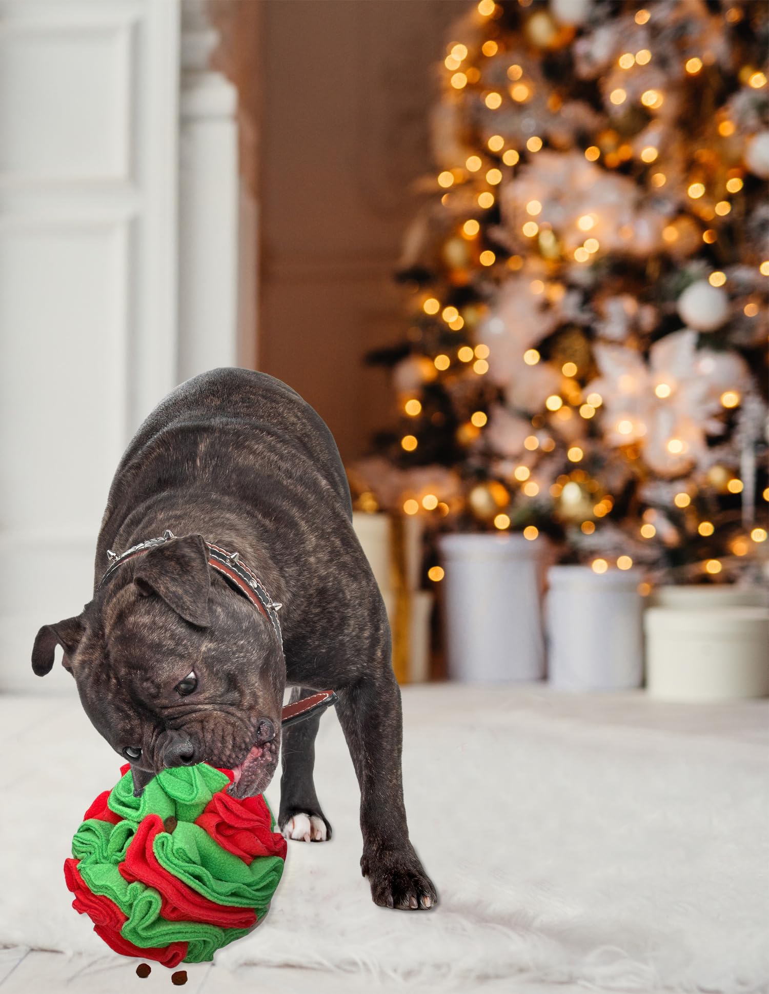 Glory To Dog Snuffle Hundespielzeug für Welpen und mittelgroße Rassen, interaktives Puzzle, Spielzeug, Weihnachten, Grün und Rot, Größe L