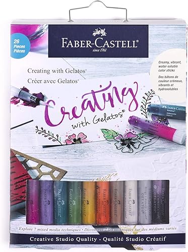 Faber-Castell Creating with Gelatos - Crayones de arte solubles en agua y juego de accesorios - Artes y manualidades para adultos, multicolor