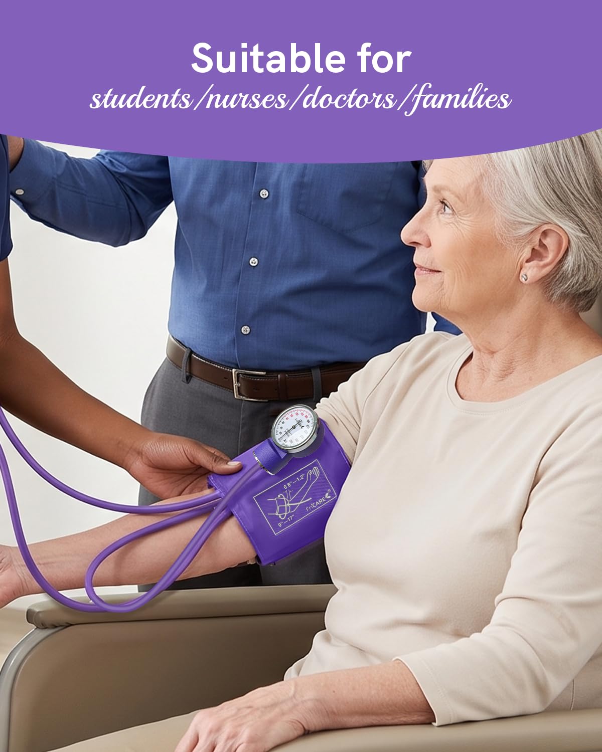FriCARE Manual Blood Pressure Cuff - Medical Grade -4