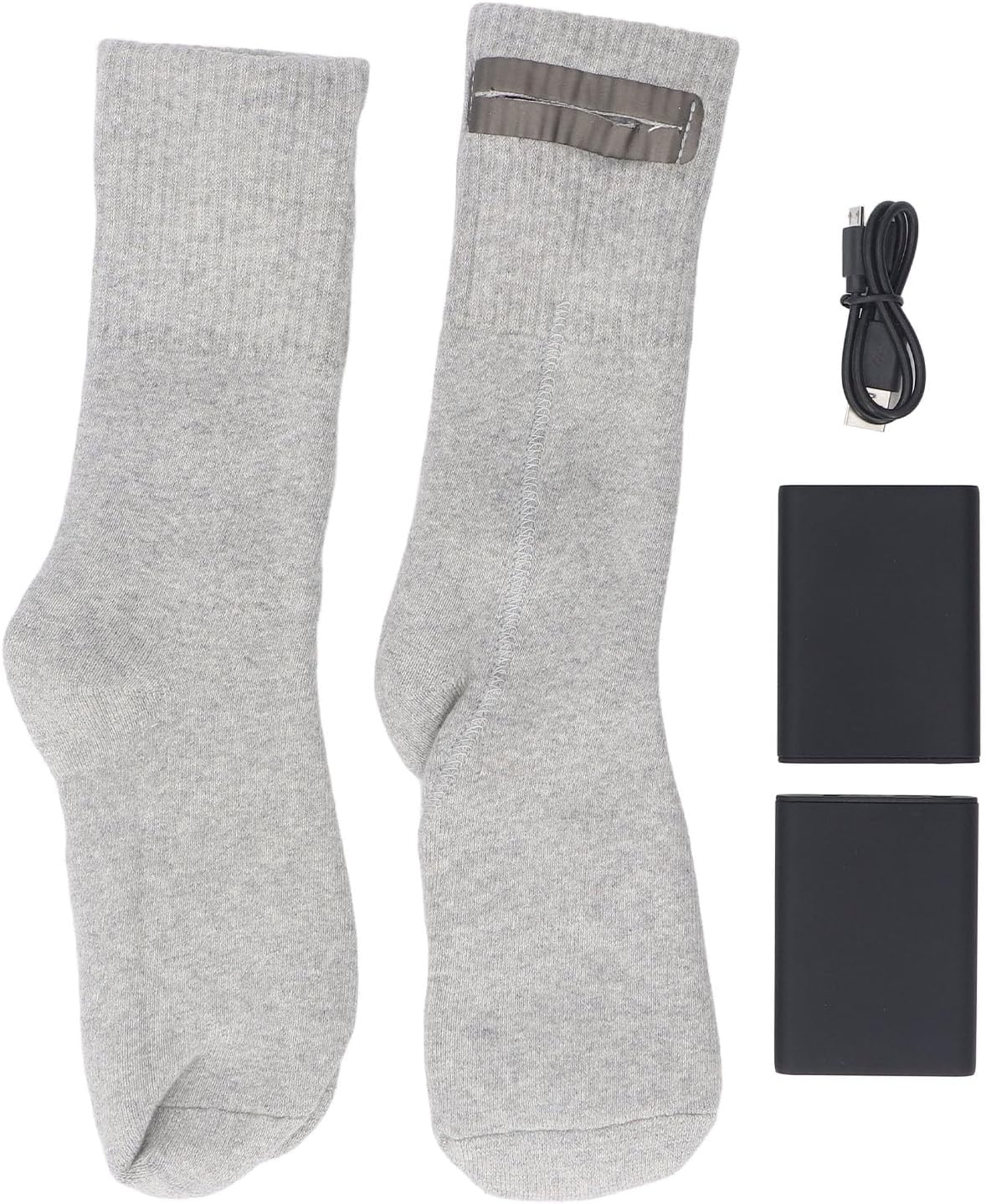 Luqeeg Heated Socks, Rechargeable Electric Heating Socks, Double Charging Power Banks Stretchy with Warm Design, Ideal for Skiing, Skating, Sporting, Hiking, Camping & Fishing