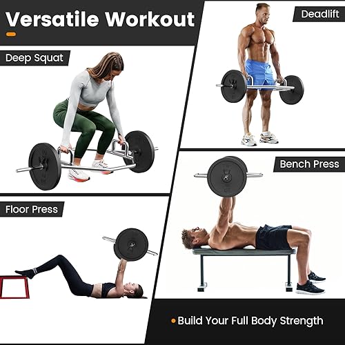 Miniatura 2 de Goplus Barra de trampa hexagonal olímpica de 56 pulgadas, barra de trampa de barra resistente con asas moleteadas planas o elevadas para