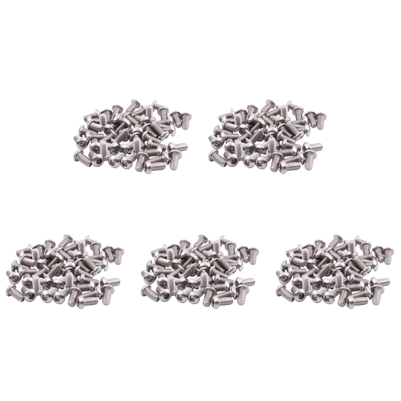 Jnchdghwa Silver M6x12mm Stainless Steel Hex Socket Button Head Screws 250 Pcs