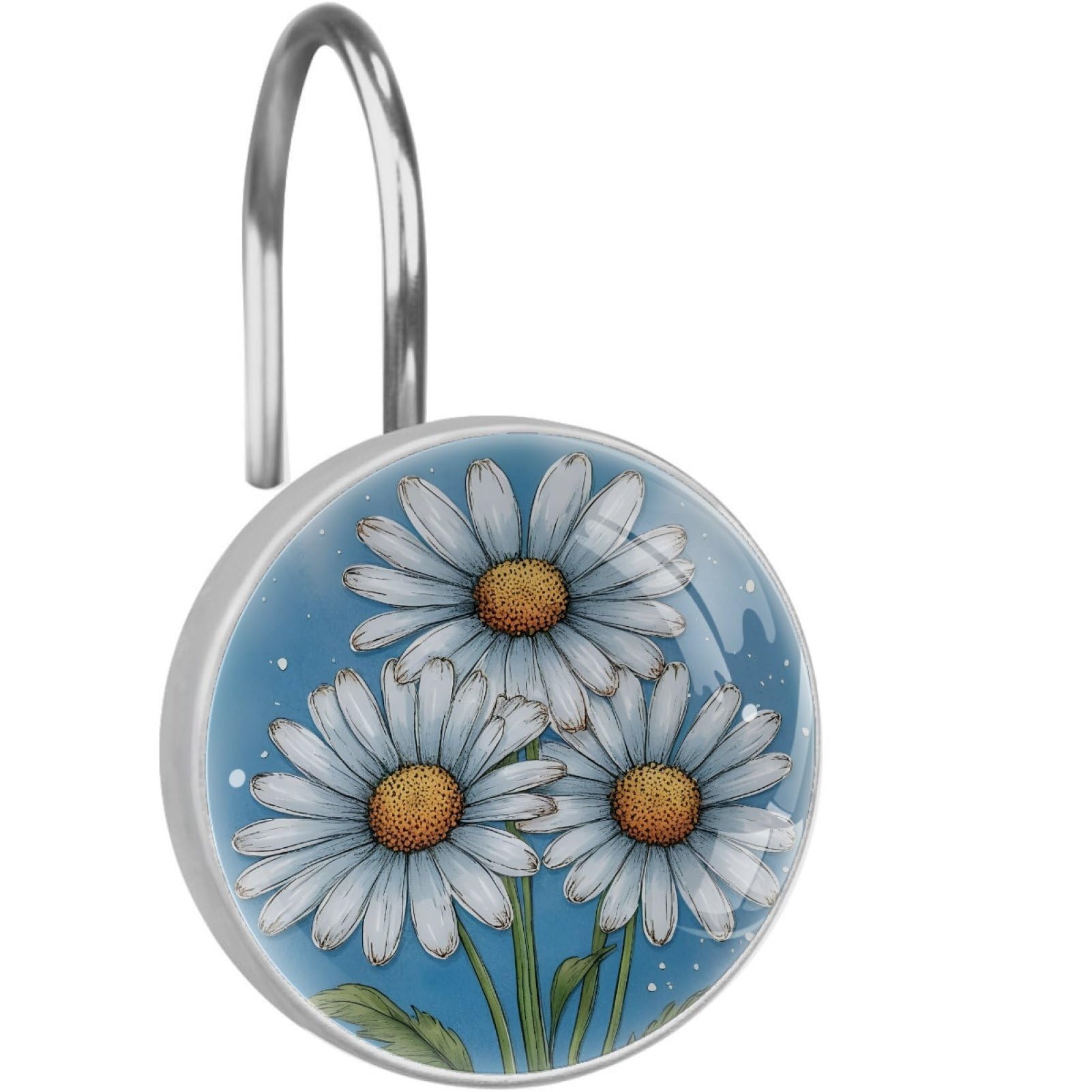 VAPOKF Shower Curtain Hooks, 12PCS Daisy Flowers Shower Curtain Hook for Bathroom Decors Home Bedroom
