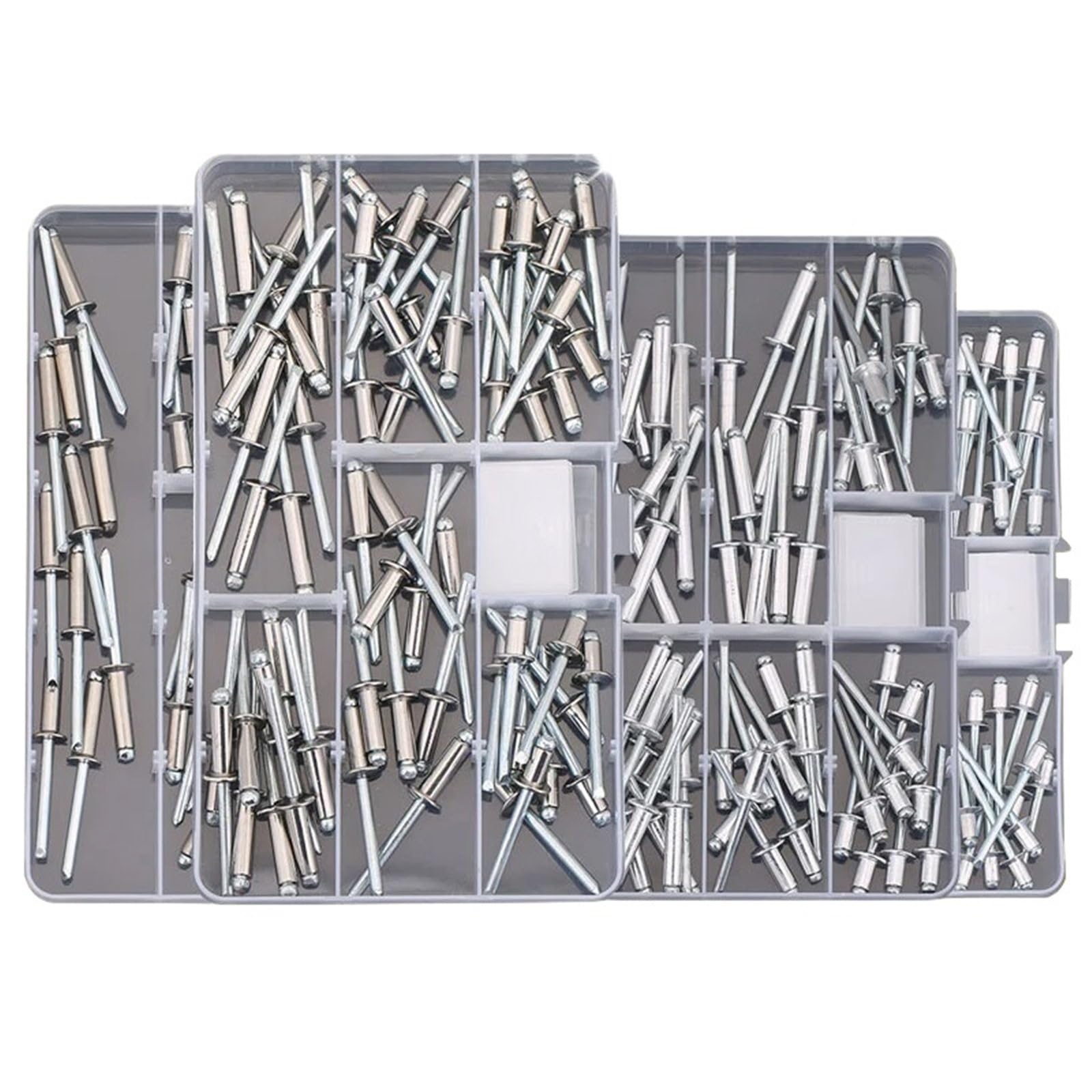 Kit Surtido De Remaches Ciegos Cabeza Cúpula Extremo Abierto Autoenchufable Acero Inoxidable 304, Juego Chapa Metal, Trabajo Conductos Automotrices(Flat Head 4.0 Kit)