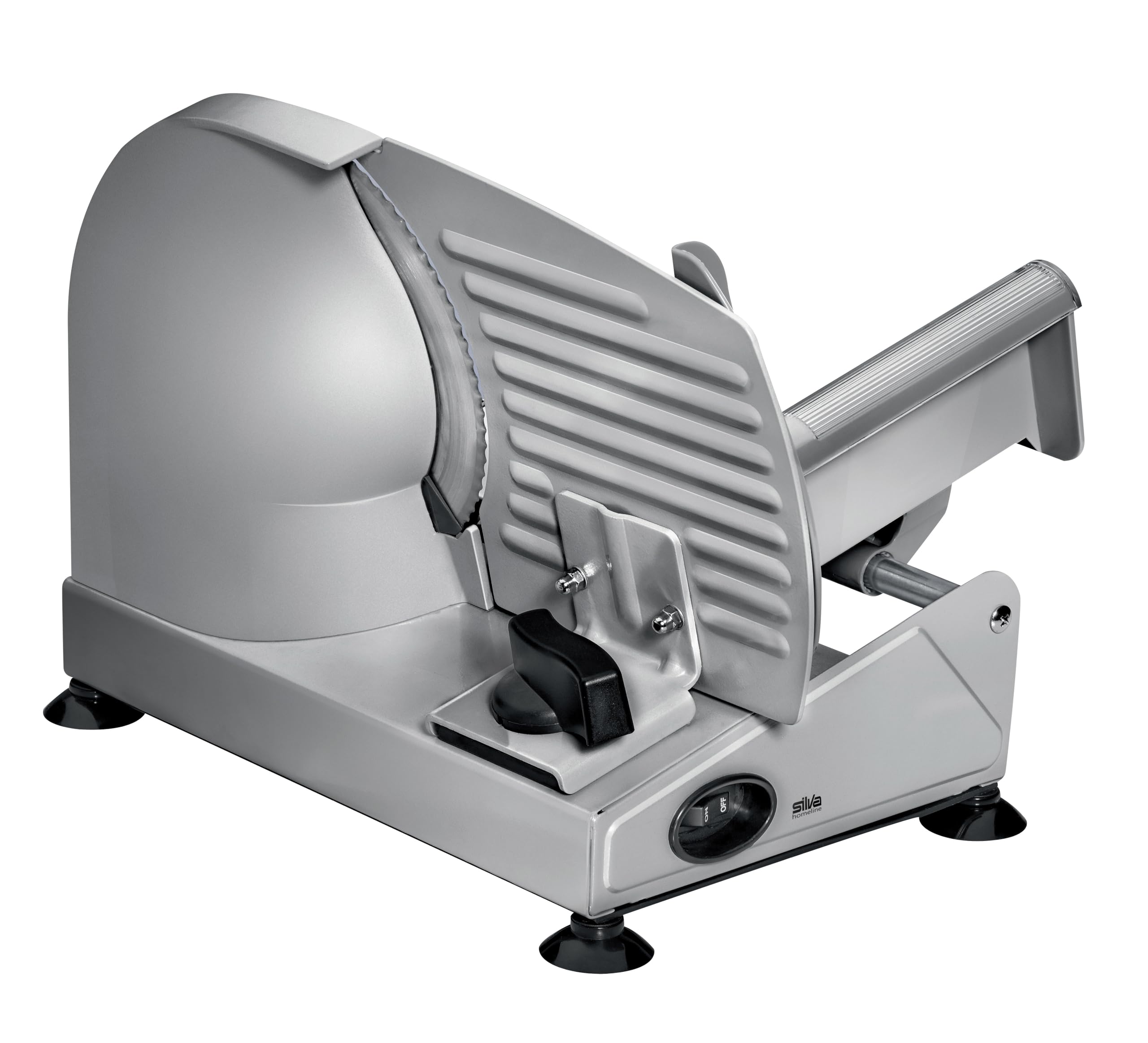 Silva Schneider Allesschneider AS 500 | 150W | Metallgehäuse | 19 cm Edelstahlmesser | Exakte Schnittbreiteneinstellung (0-15 mm) | Zahnradantrieb & rutschfeste Füße