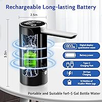 Vista 3 de Dispensador de agua de botella de 5 galones, bomba de botella de agua universal plegable, bomba de agua potable eléctrica portátil automática