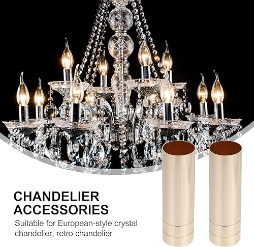 Miniatura 8 de 3.1 in3.15 pulgadas de largo 1.0 in0.98 pulgadas de diámetro lámpara colgante vela cubiertas de luz mangas base de candelabro, 6 piezas dorado