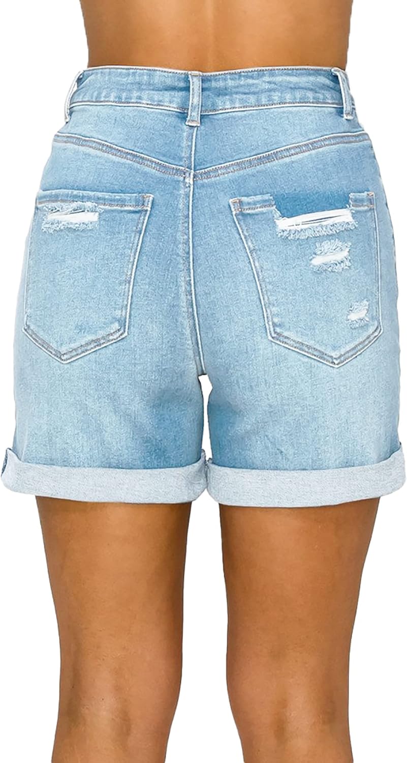 WAX JEAN Collection Women's Cuffed Mom Denim Shorts at  Women’s Clothing store