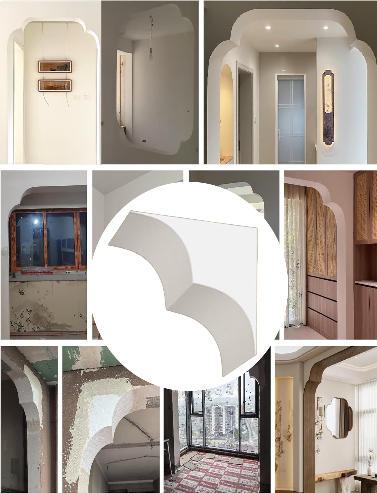 Kit de arco de puerta redondeado de 2 piezas de arco de espuma para decoración de interiores, kits de arco de bricolaje (27 x 30 x 30 cm), perfecto para renovación del hogar y diseños personalizados