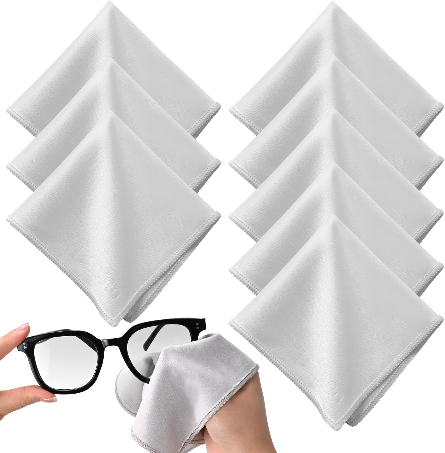 Eyeglass Wipe Cloth【2 Micron Ultra-fine Fiber · Roll Lock Sewing · 8-piece Set】Cleaning Cloth Effectively Removes Fingerprints, Sebum, and Dust Microfiber Cloth Flexible, Scratch-free