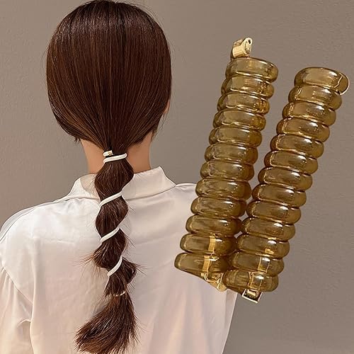 2 ligas para el cabello en espiral, alta elasticidad y sin arrugas, para mujer, impermeable, a la moda, accesorios de bobina, no dañan el cabello