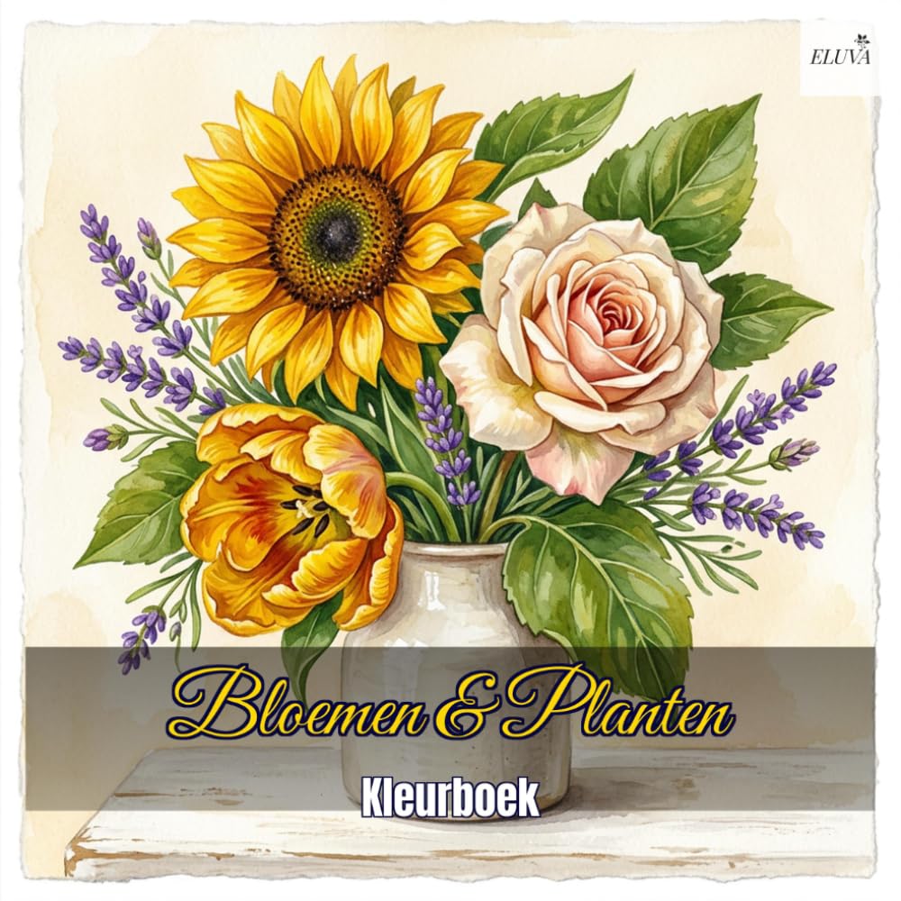 Kleurboek Bloemen & Planten — 60 Grote Eenvoudige Ontwerpen: Dikke Lijnen, Grote Tekeningen voor Volwassenen, Senioren en Beginners — Eenvoudig Inkleuren met Stiften of Potloden