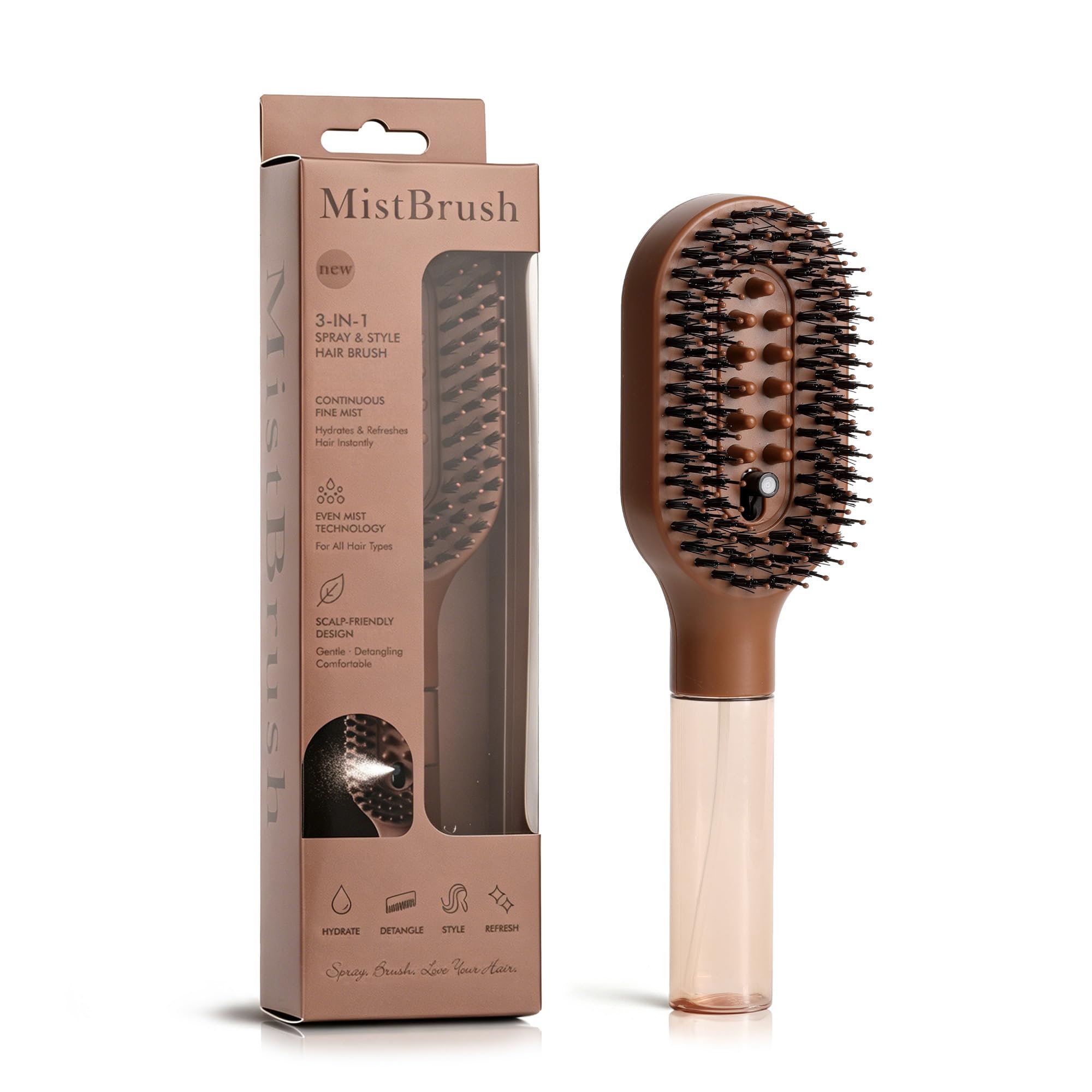 3 in 1 Hair Brush with Water Spray, Hair Mist Brush for Women