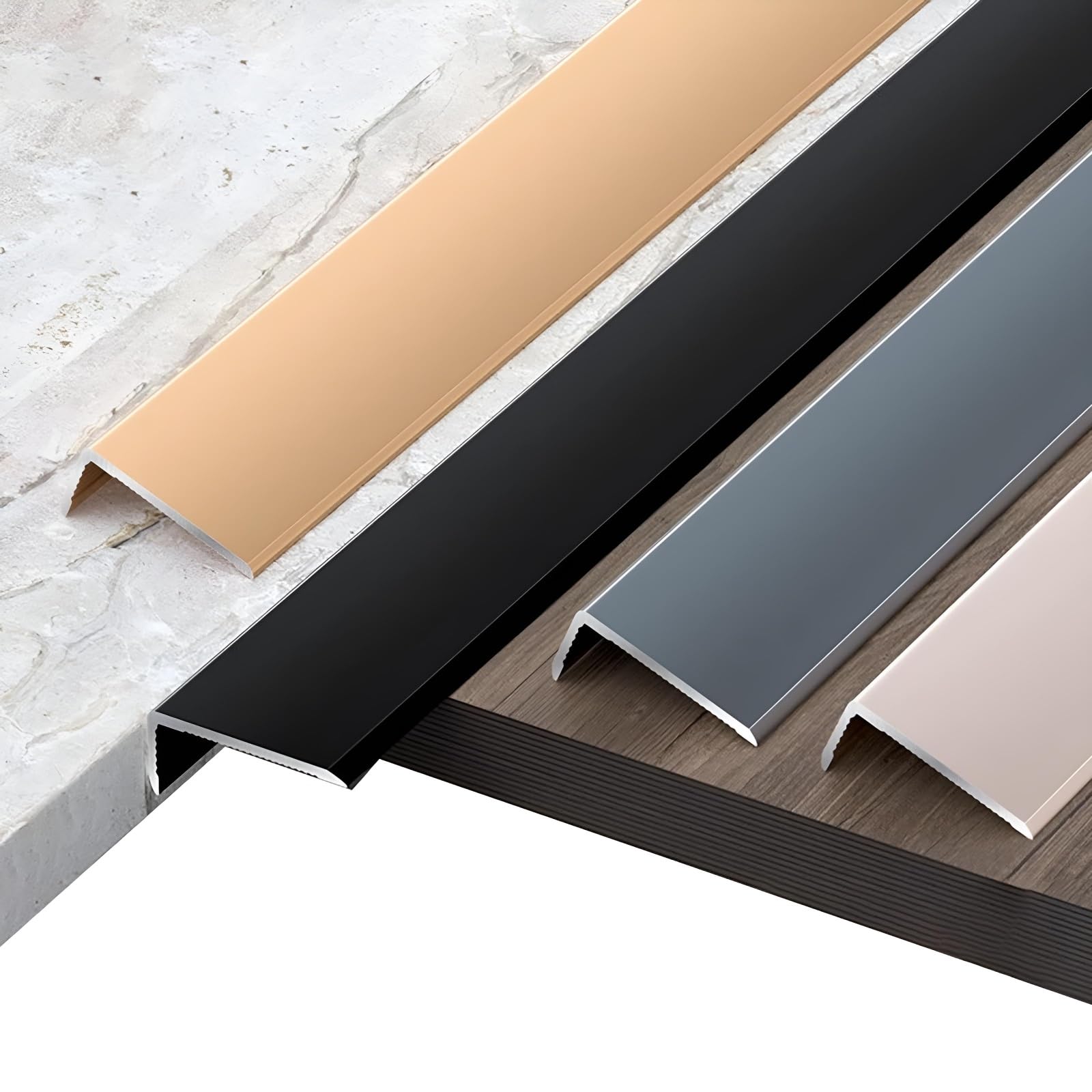 Profilé de marche aluminium champagne lot de 3 barres de transition pour rénover l'escalier