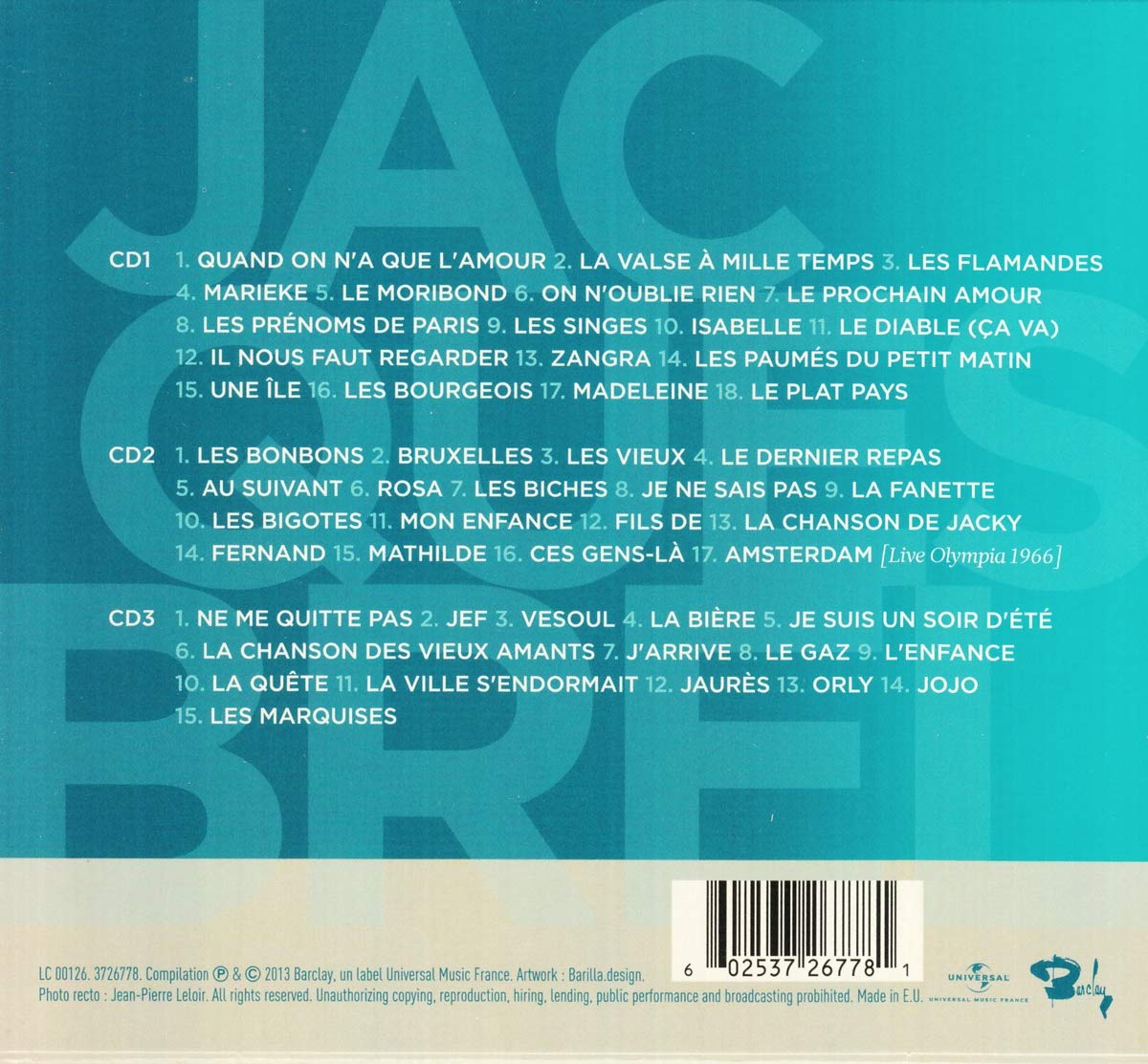 Brel Jacques Les 50 Plus Belles Chansons Amazon Com Music Brel Jacques Les 50 Plus Belles Chansons Amazon Com Music