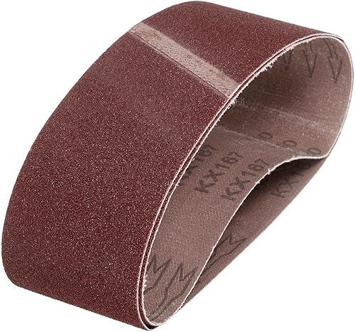 Miniatura 55 de HARFINGTON 3 correas de lijado de 18 pulgadas, 12 unidades de 60 granos de óxido de aluminio abrasivo de lijadora para carpintería, pulido de metal,