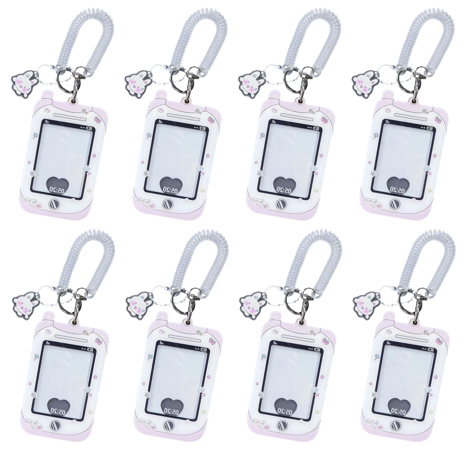 Generisch 8 STK. Photocard Holder Set im Y2K-Stil, süßer Acryl Foto Kartenhalter als Telefon und Kamera Design, Schlüsselanhänger mit Handgelenk Schlaufe, klare Schutzhüllen für kleine Karten