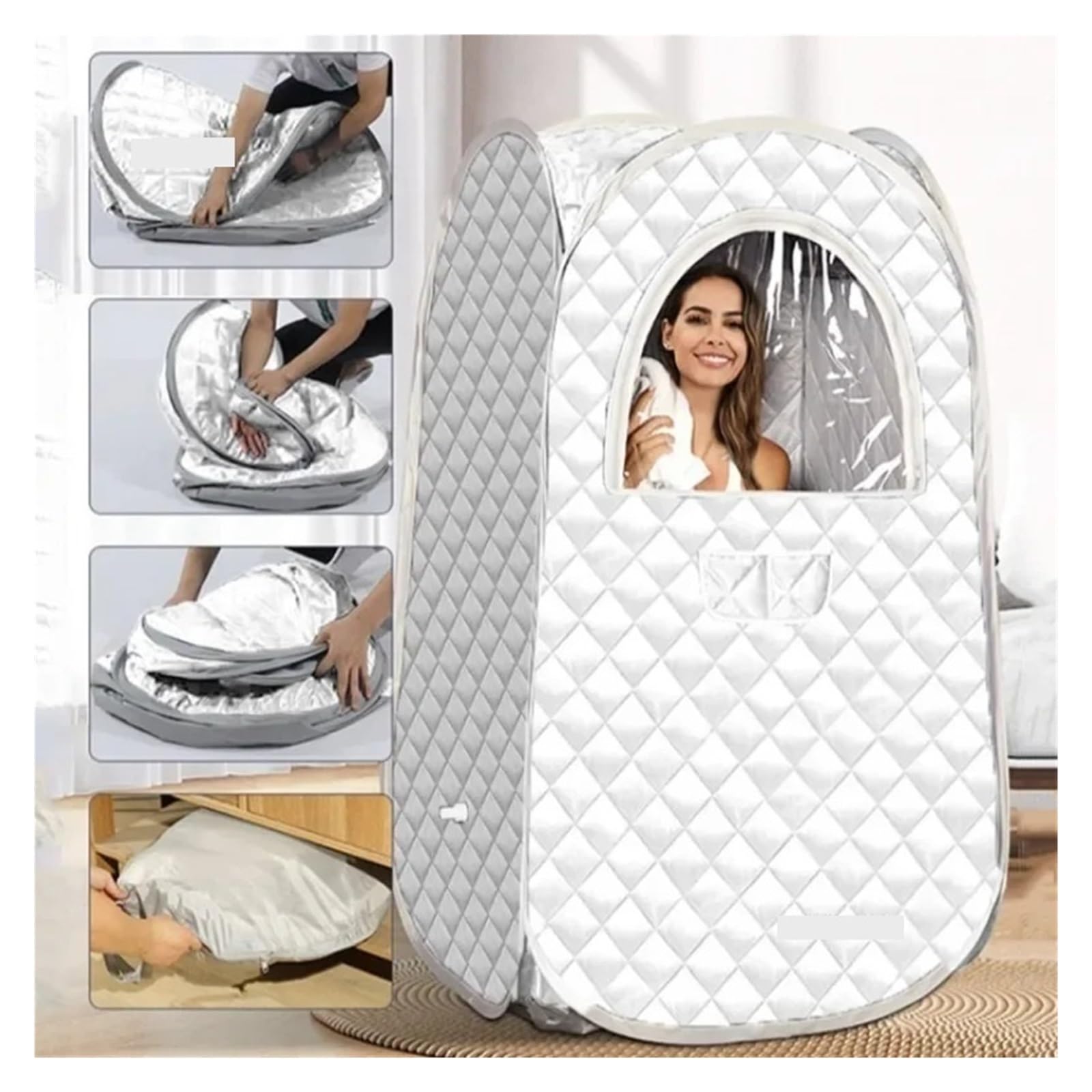 Sauna parowa, Domowe Spa Sauna Parowa Składany Namiot Do Sauny Z Generatorem Pary 3L I 1000W Przenośne Pokoje Osobiste Całe Ciało,do domu(Grey-Set)