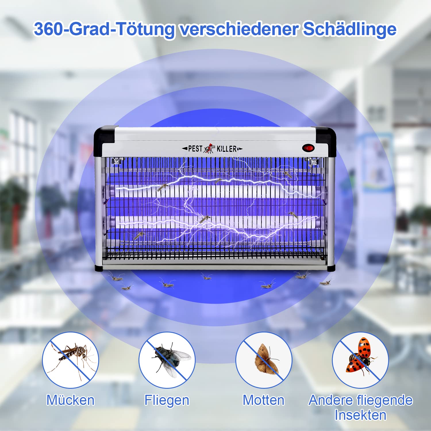 Elektrische Insectenverdelger, 15 W, 4000 V, Effectief Voor Het Verminderen Van Vliegende Insecten