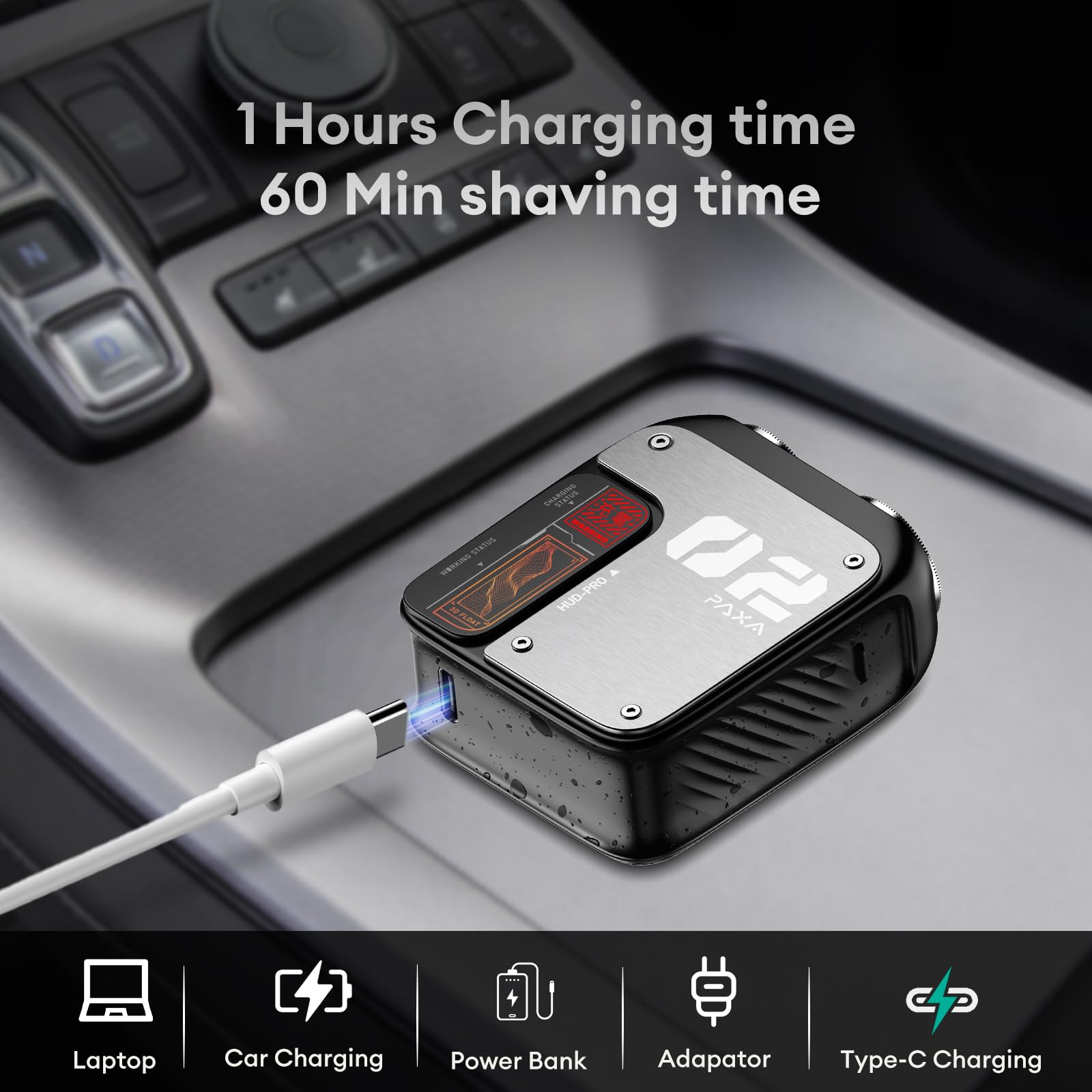 PAXA Mini Electric Shaver for Men,9000Rpm Electric Razor for Men,Magnetic Dual-Head Rotary Pocket Shaver IPX7 Waterproof Wet & Dry for Shaving Face,USB-C Rechargeable for Home,Car,Travel(Gray)