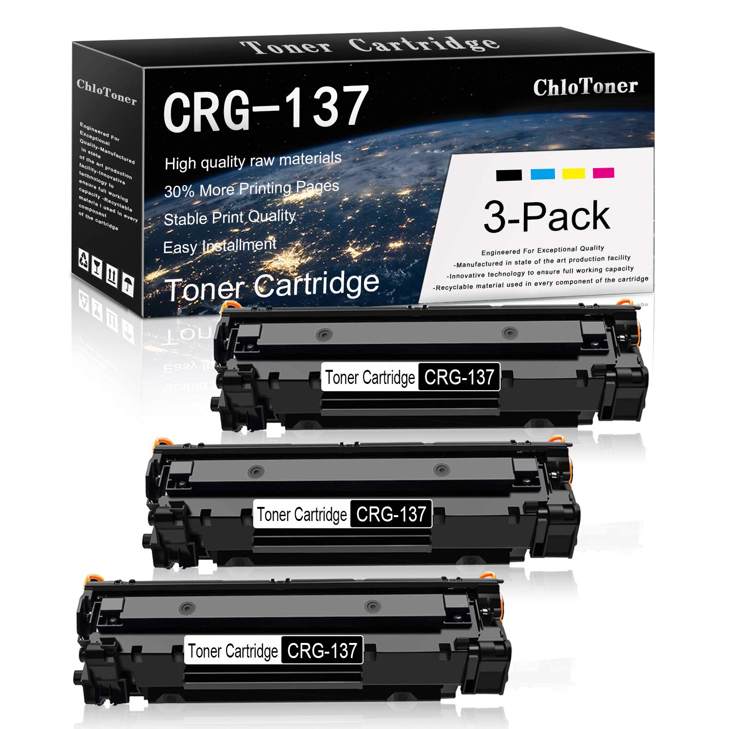 Compatible Toner Cartridge Replacement for Canon 137 CRG137 (3-Pack Black) use for imageCLASS D570, 