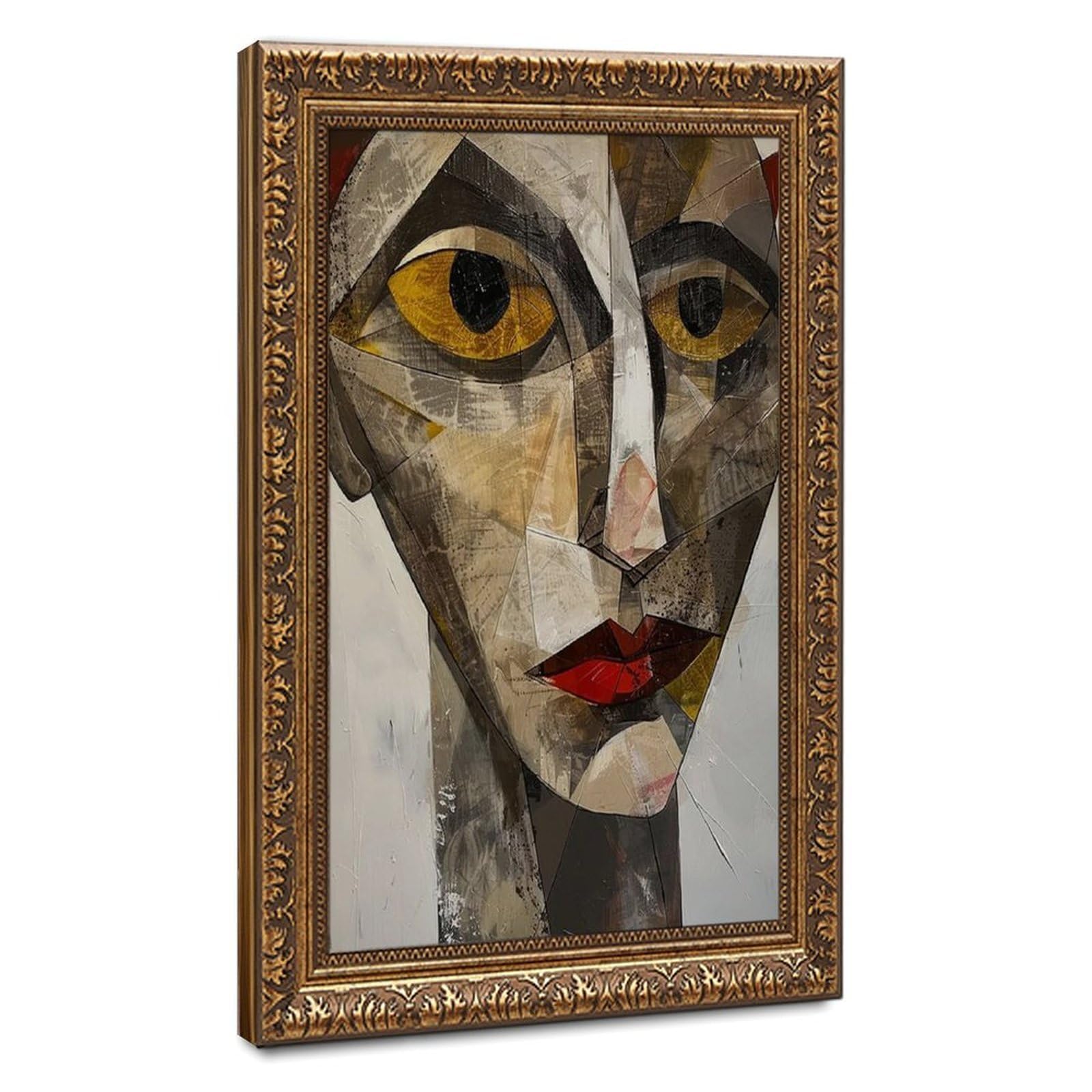 Bareronor Abstract Cubist Face Canvas Poster for Office Decor Gift