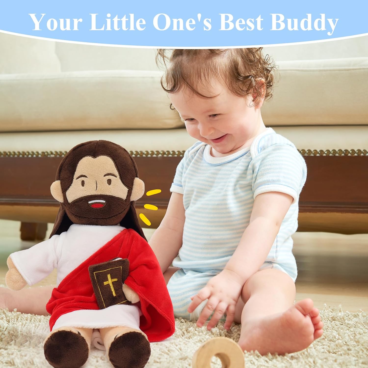 Yelakey Jesus Plush - 13.4“ Talking Jesus Plush Toy with 20 Bible Verses and 3 Bible Songs, Religious Stuffed Doll for Kids, Christian Easter Gift for Church and Sunday School